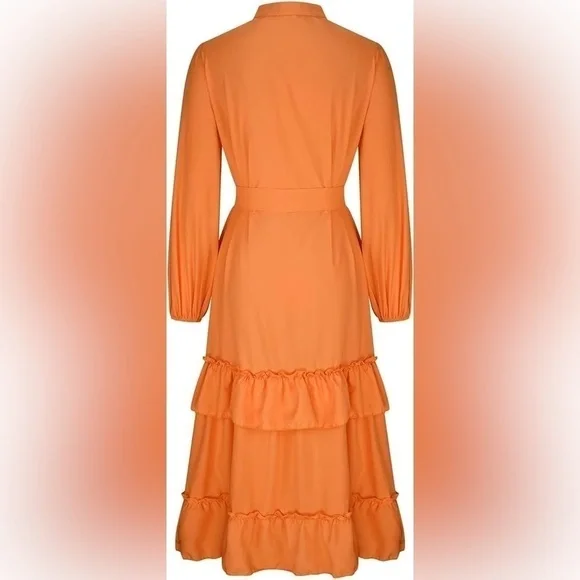 Women's Layered Ruffle Maxi Dress - Picture 3 of 13